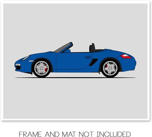 Vista 2 de Custom Car Posters Handmade Poster compatible with Porsche Boxster 987 (2004-2008) (Side Profile) Print Wall Art Décor - 11x14 Metallic Print