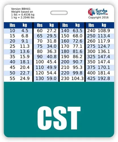 Vista 24 de CST Badge Buddy - Tablas de conversión horizontales con altura y peso (estándar, negro)