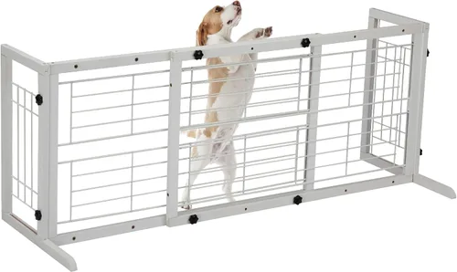 Vista 9 de Coziwow - Puerta ajustable independiente para perro, de 38 a 67 pulgadas, sin taladrar, color marrón