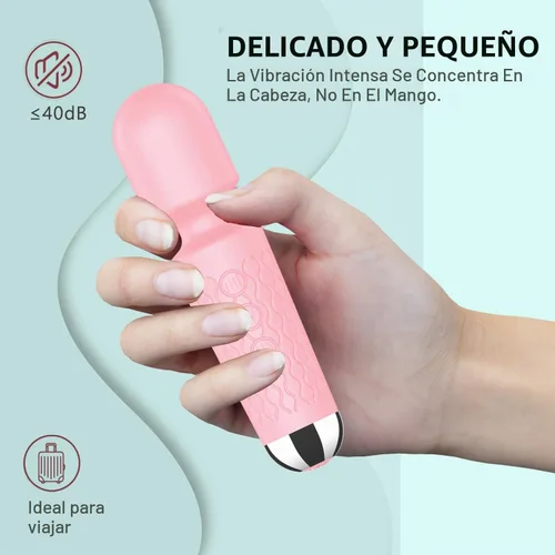 Vista 4 de Masajeador personal de espalda, masajeador de mano impermeable y recargable, 20 velocidades, 8 patrones, masaje de vibración, perfecto para Rosa