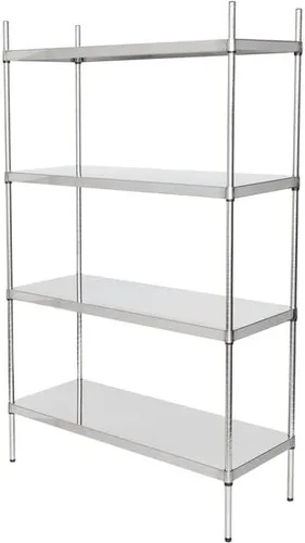 Vista 391 de Kit de 4 estantes de epoxi verde NSF de 21 x 72 pulgadas con postes de 86 pulgadas, estantería de almacenamiento resistente, kit de estantería
