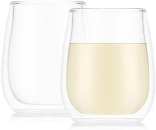Vista 4 de Bodum Skal - Juego de 2 vasos de vidrio de borosilicato de doble pared, doble pared