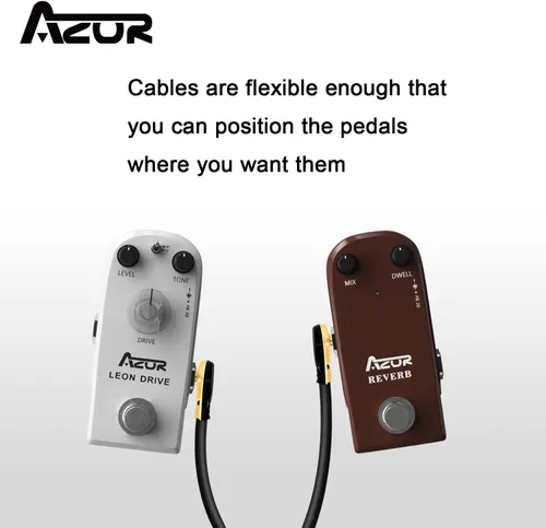 Vista 3 de AZOR Cables de parche de guitarra de 4 pulgadas, paquete de 3 cables de pedal de efectos de 0.23 pulgadas, cables de instrumento de ángulo recto