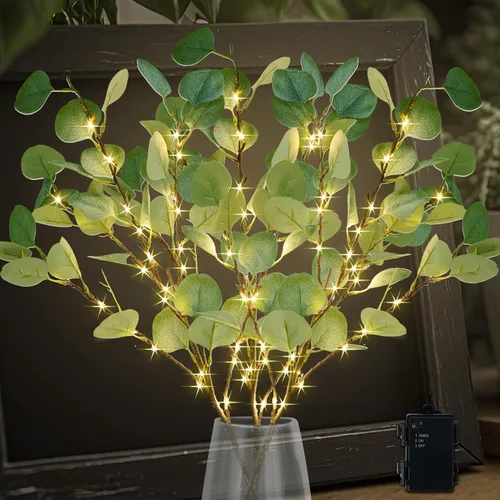 Vista 11 de Árbol de luz de abedul de 33 pulgadas con 180 luces LED, árbol iluminado parpadeante con temporizador, ramas ajustables de abedul para decoración