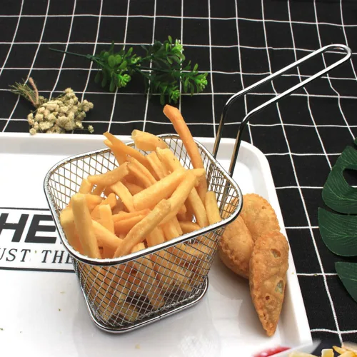 Vista 3 de Cesta de Papas Fritas de 2/4/8/12 Piezas, Mini Cesta Cuadrada para Papas Fritas Francesas Portador de Chips Alimentarios Cestas de Snacks