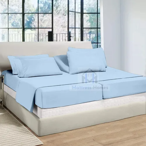 Vista 21 de Juego de sábanas divididas tamaño Queen para cama ajustable, juego de sábanas divididas de 5 piezas para cama Queen dividida de 600 hilos, 100%