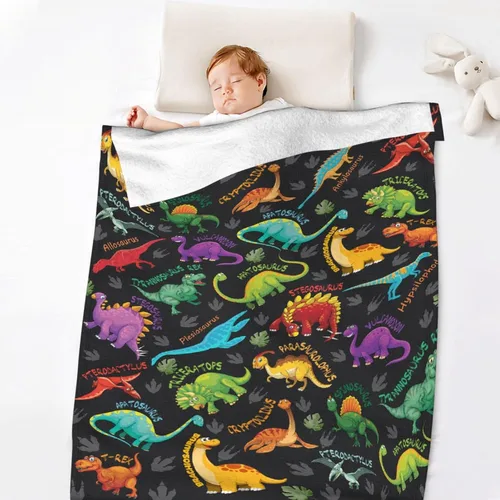 Vista 6 de Manta de dinosaurio para regalo, manta de franela ultra suave y acogedora, manta de forro polar ligera y mullida, manta de felpa cálida para sofá