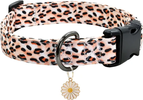 Vista 9 de Collar de perro con patrones de flores con accesorios, collares de algodón suave para perros pequeños, medianos y grandes, hembras y machos