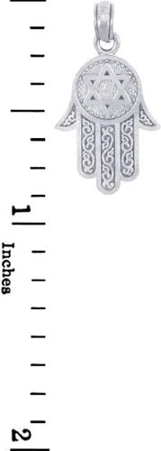 Vista 2 de Colgante Hamsa, con diseño de estrella de David, plata de ley 925, Plata esterlina, Circonita Cúbica