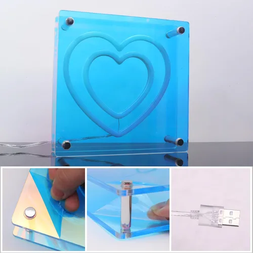 Vista 7 de Attivolife Letrero de neón de corazón infinito, lámpara de neón rosa iluminada, romántica caja de luz LED arcoíris con alimentación USB, decoración