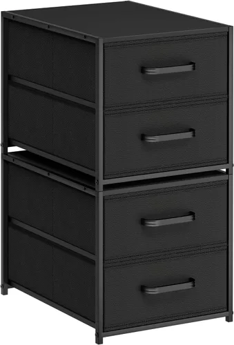 Vista 9 de Homsorout 2 Drawers for Closet -Small Fabric Dresser Closet Storage 1 Pack Black, Stackable Storage, Wooden Top & Metal Frame, Closet Drawer