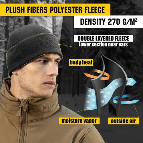 Vista 3 de M-Tac Gorra táctica de lana para reloj - Gorro de invierno Elite - Panel de parches