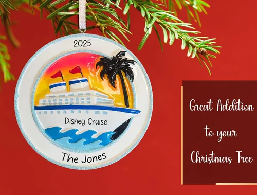 Vista 5 de Adorno de Navidad personalizado de crucero 2025 Decoración de árbol de Navidad de viaje de vacaciones de crucero – Regalo de recuerdo de carnaval