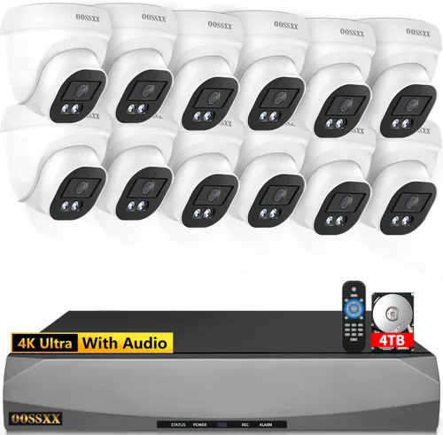 Vista 9 de Sistema de cámara de seguridad 4K PoE, 6 cámaras domo con cable para exteriores e interiores, gran angular de 130°, NVR de 8 canales con disco duro