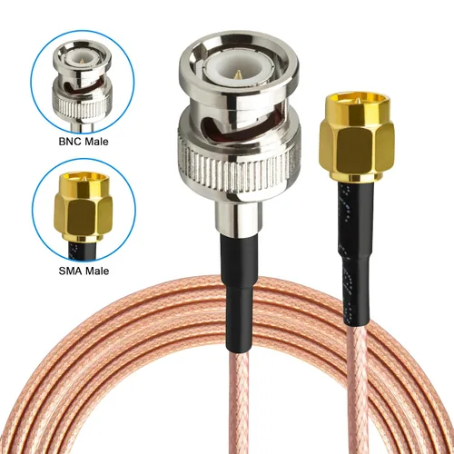 Vista 2 de BNC macho a SMA macho Conectores 3.28 pies (3.3 ft) RG316 Cable coaxial de baja pérdida 50ohm BNC a SMA Macho Adaptador