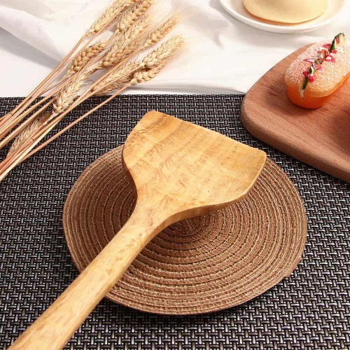 Vista 5 de Espátula de madera para cocinar, espátula de cocina de mango largo, pala de arroz, espátula antiadherente, cucharas de madera, raspador, cuchara