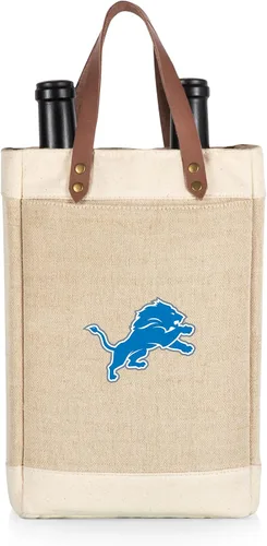 Vista 38 de PICNIC TIME NFL Pinot - Jute 2 Bottle Insulated Wine Bag - Wine Tote Bag - Wine Gift Bag, (Beige)
