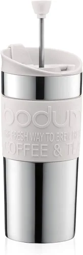 Vista 4 de BODUM Cafetera de prensa francesa de viaje, aspiradora, pequeña, 0,35 L - Negro