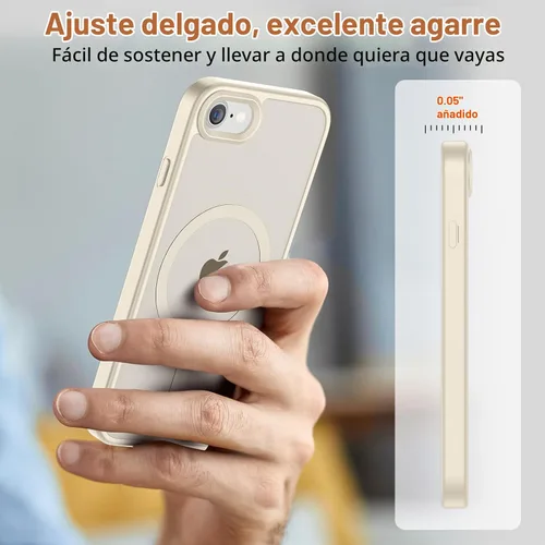 Vista 7 de Funda magnética SUPFINE para iPhone SE 2022 (3ª)/2020 (2ª), iPhone 8 Con protector de pantalla, mate translúcido, compatible con MagSafe, grado