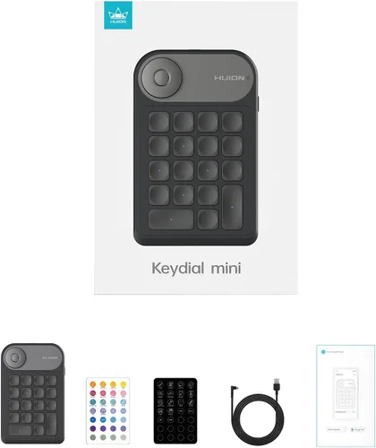 Vista 9 de HUION Keydial - Mini teclado programable Bluetooth con dial de 5 teclas anti-fantasma, 18 teclas personalizadas, teclado inalámbrico de acceso