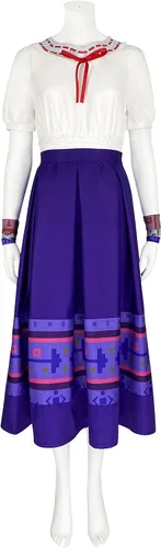 Vista 2 de HISHERTOY Disfraz para adultos disfraz de Isabela Madrigal vestido para mujer falda camisa disfraz para fiesta de Halloween