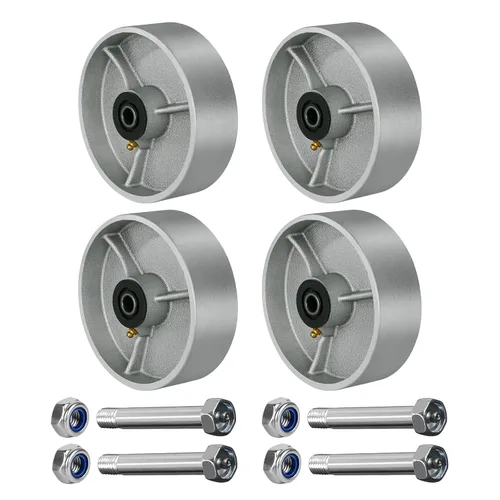 Vista 13 de Ruedas industriales de 3" x 2", rueda de hierro fundido de acero – Rueda de servicio pesado – Capacidad de 800 libras cada una, rodamiento