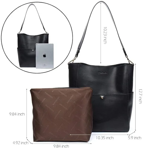 Vista 5 de BOSTANTEN - Bolsos de piel para mujer, con cierre RFID, cierre de cremallera, tarjetero para teléfono
