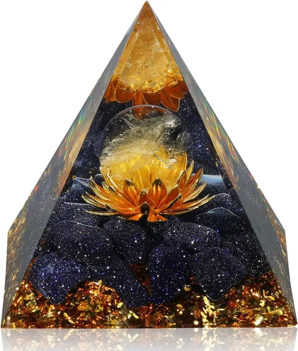 Vista 14 de Hopeseed Pirámide de cristal de orgón para energía positiva, flor de la vida, cristales curativos de amatista de orgonita pirámide para reducir