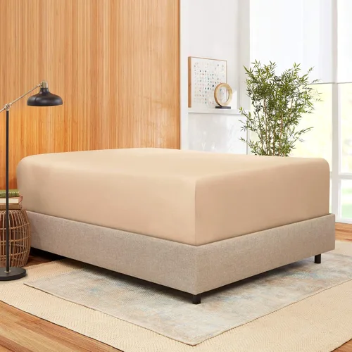 Vista 19 de 100 % algodón natural de 400 hilos, 1 pieza con bolsillo profundo de 21 pulgadas y 2 fundas de almohada, juego de sábanas de 3 piezas