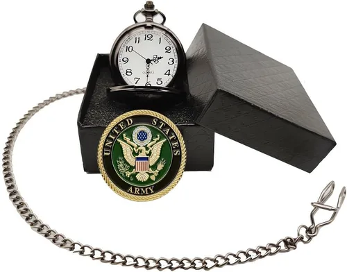 Vista 3 de Regalos para veteranos, reloj de bolsillo para veteranos con ChanllengCoin militar, los mejores regalos del día de los veteranos