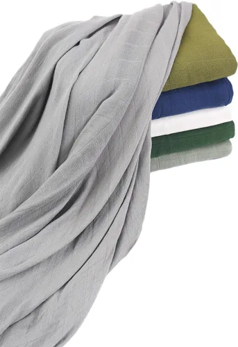 Vista 6 de Manta de muselina 100% viscosa hecha de bambú, color gris sólido, unisex, manta de muselina suave y sedosa, manta de recepción neutra para recién