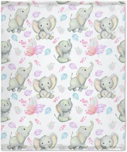 Vista 30 de Bonita manta de franela de elefante, ultra suave y acogedora, manta de forro polar ligera y mullida, manta de felpa cálida para sofá, cama, 30 x 40