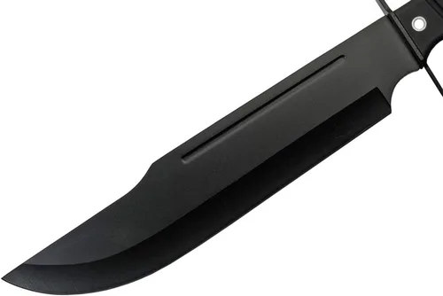 Vista 3 de SZCO Cuchillo Bowie de hoja completa de 15 pulgadas - Cuchillo negro de camping con mango D-Guard, hoja de acero inoxidable y vaina para caza