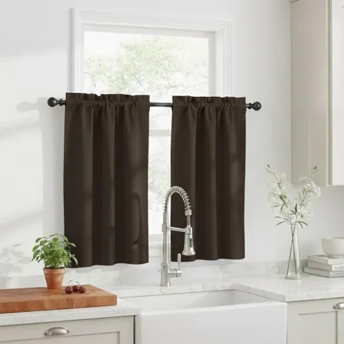 Vista 36 de NICETOWN Cortinas estilo granja de 30 pulgadas de largo para gabinete y alacena de cocina, con aislamiento térmico, bolsillo para barra, cortinas