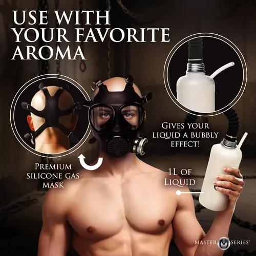 Vista 3 de Master Series Dark Inhaler Gas Mask with Bottle for Beginners, Men, Women, & Couples. One-Way Breathing