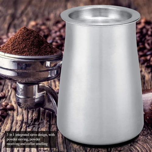 Vista 2 de Tamiz de café, tamiz de café en polvo, de acero inoxidable, agitador de malla fina, agitador de azúcar en polvo con tapa para café capuchino