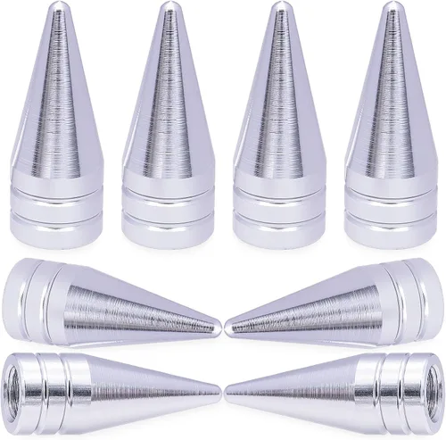 Vista 9 de 4 piezas de tapas de válvula de rueda con forma de punta, válvula de rueda de aleación de aluminio con punta, cubiertas universales de válvula