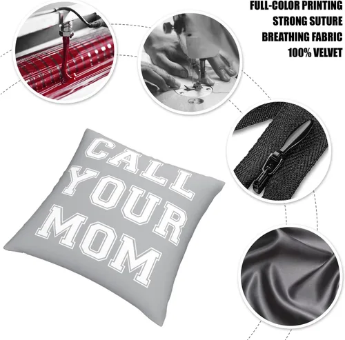 Vista 2 de Call Your MOM - Fundas de almohada de tela de terciopelo con estampado 3D, adecuadas para dormitorio, sala de estar, suelo, banco, regalo