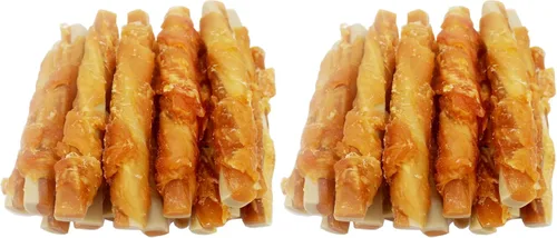 Vista 8 de Huesos dentales masticables envueltos en pollo, golosinas duraderas para control de placa y aliento fresco, alivio de la dentición del cachorro, 8