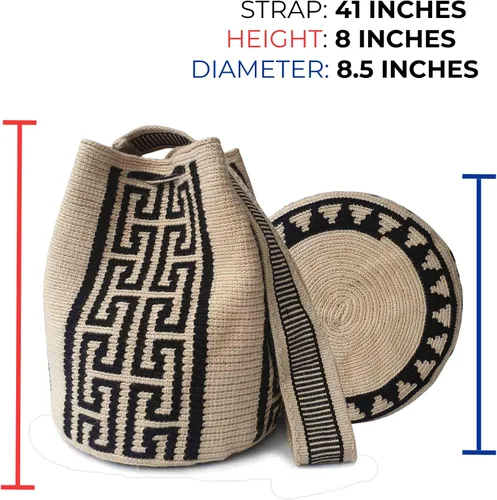 Vista 12 de Classic Authentic WAYUU Bag, Mochila from Colombia, Medium Crochet Crossbody, Handmade Medium Purse, Bucket Bag.