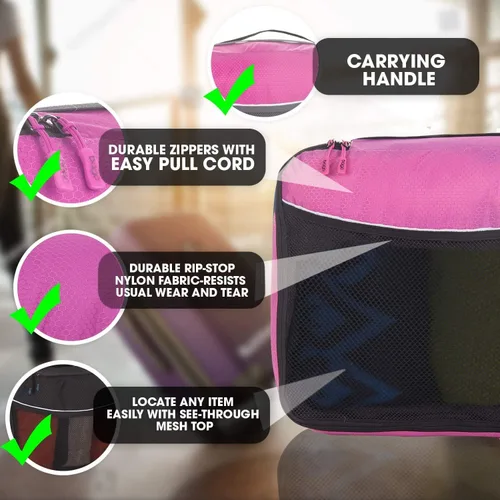 Vista 5 de Bago Cubos de embalaje para maletas y bolsas de viaje juego de 7 bolsas organizadoras de equipaje y maleta cubos de compresión para organizador