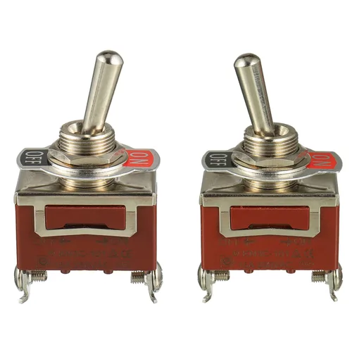 Vista 4 de BOJACK Interruptor de palanca basculante de 20 A, 12 V CC/120 VCA, 2 pines de encendido/apagado SPST con cubierta de seguridad roja para automóvil