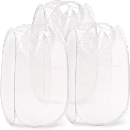 Vista 41 de Cesta de malla desplegable para ropa sucia con asas duraderas - Cesta plegable portátil para dormitorio, baño y viajes (negro)