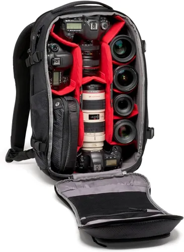 Vista 3 de Manfrotto PRO Light Flexloader L, mochila profesional para cámaras, bolsillo expandible para estabilizador de cardán de 3 ejes, múltiples puntos
