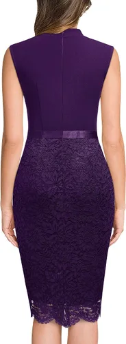 Vista 2 de Miusol Women's Retro Half Collar Contrast Floral Lace Cocktail Party Dress