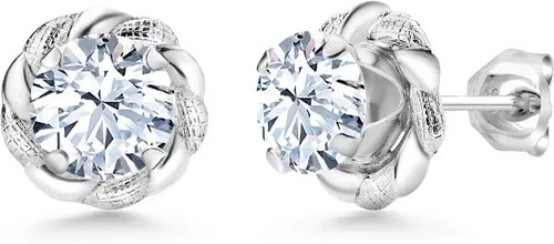Vista 114 de Gem Stone King Aretes de plata de ley 925 de 0.236 in con piedra natal redonda para mujer