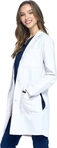 Vista 2 de Dagacci Medical Uniform Abrigo de laboratorio unisex de 35" Blanco