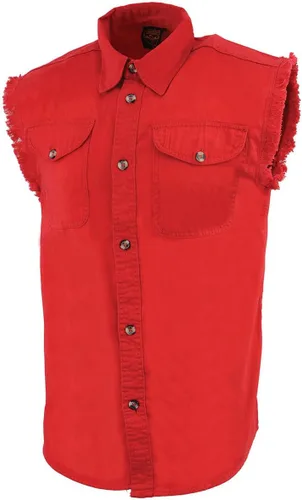 Vista 5 de Milwaukee Leather DM4007 Camisa de mezclilla sin mangas ligera roja para hombre - 3XL
