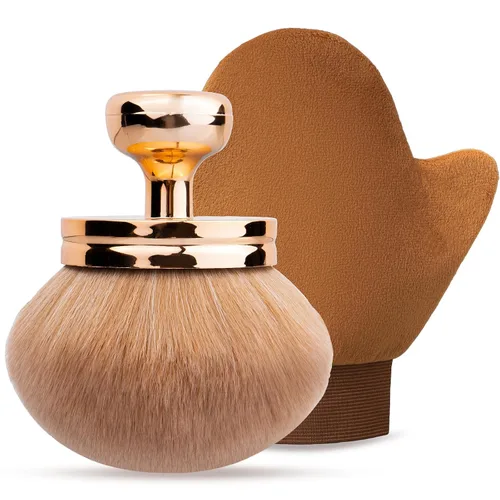 Vista 8 de Juego de brochas de maquillaje 5 en 1 de viaje, mini brocha de maquillaje de doble extremo, pluma, base, corrector de polvo, rubor, brochas