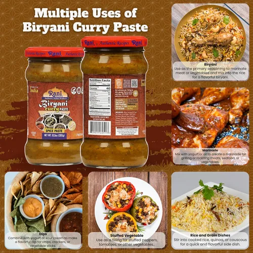Vista 3 de Pasta de curry Rani Biryani Masala (pasta de especias de cocina para platos de arroz indio, pullao/pilau) tarro de vidrio de 10.5 onzas (10.58 oz) ~
